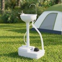 STILVORA Portable Camping Sink with Foot Pump & Wheels in Grey