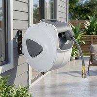 STILVORA Wall-Mounted Retractable Air Hose Reel 10 m Grey