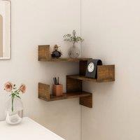 Berkfield Home Wall Corner Shelf Smoked Oak 40x40x50 cm Engineered Wood in Brown | Size: 40 x 40 x 50 cm