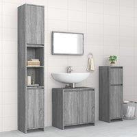 Berkfield Home 4 Piece Bathroom Furniture Set Grey Sonoma Engineered Wood