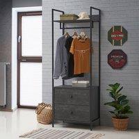 Timber Art Design Zahra Bedroom Open Wardrobe 2 Drawers Furniture Storage Cupboard in Black