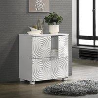 Timber Art Design Modern Storage Cabinet, 4 Doors, White Swirl Pattern