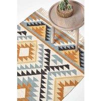 Homescapes Agra Handwoven Diamond Pattern Kilim Wool Rug | Size: 90 cm x 150 cm