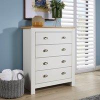 Home Source Camden 4 Drawer Chest Bedroom Storage Unit in White