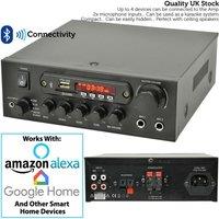 Loops Bluetooth Wall Speaker Kit 4 Zone Stereo Amp & 8x Black Wall Background Music