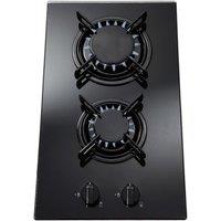 SIA 30cm 2 Burner Black Glass On Gas Domino Hob With Enamel Pan Stands- GHG302BL
