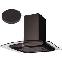 SIA 60cm Curved Glass Black Cooker Hood Extractor Fan with Carbon Filter