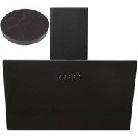 SIA 60cm Black Glass Chimney Kitchen Cooker Hood Fan with Carbon Filter