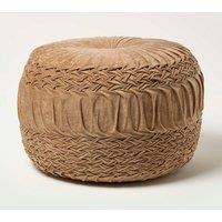 Homescapes Sofia Pleated Velvet Pouffe in Taupe