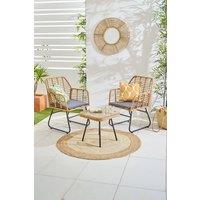 Neo 3 Piece Bamboo Style Garden Table & Chairs Bistro Set in Dark Grey
