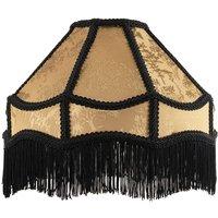 Happy Homewares Gold Shimmer Victorian Lamp Shade with Floral Decoration & Black Long Tassels | Size: 12 inches