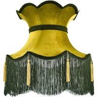 Happy Homewares Large Olive & Forest Green Victorian Lamp Shade with Scallop Edges | Size: 16 inches