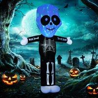 HOMCOM Halloween Inflatable Skeleton Ghost Decoration Lighted Indoor Outdoor