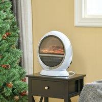 HOMCOM Freestanding Electric Fireplace Heater W/ Flame Effect Rotatable Head 1500W in White