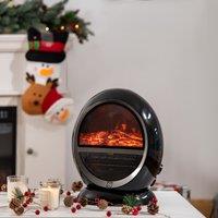 HOMCOM Freestanding Electric Fireplace Heater W/ Flame Effect Rotatable Head 1500W in Black