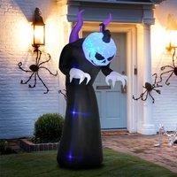 OUTSUNNY 7' Inflatable Halloween Ghost with Horns Lighted Outdoor Decoration in Black