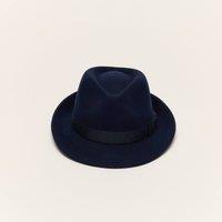 Liquorish Navy Trilby Hat With Teardrop Crown | Size: Medium