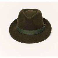 Liquorish Khaki Trilby Hat With Teardrop Crown | Size: Small