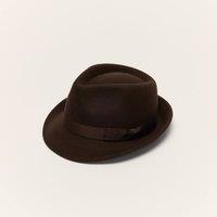 Liquorish Brown Trilby Hat With Teardrop Crown | Size: Small
