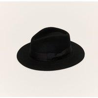 Liquorish Black Wool Felt Fedora Hat With Bow Band | Size: Medium