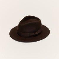 Liquorish Brown Wool Felt Fedora Hat With Bow Band | Size: Medium