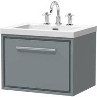 Balterley Bathroom 1 Soft Close Drawer Wall Hung Fireclay Basin, Grey, 600mm in Grey