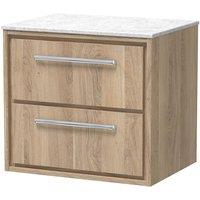 Balterley Longnor 2 Drawer Unit with White Marble Worktop, Light Oak, 600mm in Brown