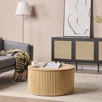 Wyld and Coco 3-Door Sideboard Black with Rattan Front and Rubberwood Legs