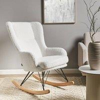 Wyld and Coco Luoma Off-White Boucle Rocking Chair - High Back Black Metal Legs in White