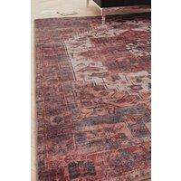 Kukoon Scarlet Distressed Soft Washable Liquid Repellent Living Room Area Rug in Burgundy | Size: 200 cm x 290 cm