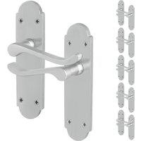 AFIT Satin Door Handles Latch, 6 Pairs Satin Chrome Backplate Handles in Silver | Size: 150mm x 150mm