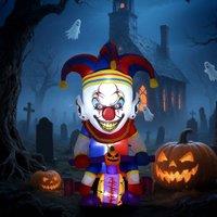 OUTSUNNY 4ft Blow Up Outdoor Halloween Decoration, Clown on Bicycle