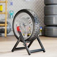 HOMCOM Steel Motorcycle Wheel Balancer Truing Stand with Spoke Wrench, Black