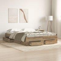 Berkfield Home Bed Frame with Drawers Artisan oak Engineered wood 140 x 200 cm in Brown