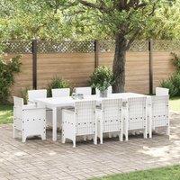 Berkfield Home 11 Piece Garden Dining Set with Cushions White Poly Rattan
