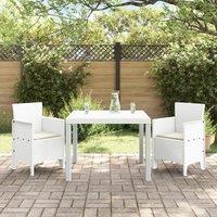 Berkfield Home 3 Piece Garden Dining Set with Cushions White Poly Rattan