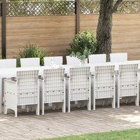Berkfield Home 17 Piece Garden Dining Set with Cushions White Poly Rattan