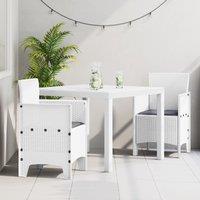 Berkfield Home 3 Piece Garden Dining Set with Cushions White Poly Rattan
