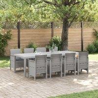 Berkfield Home 9 Piece Garden Dining Set with Cushions White Poly Rattan
