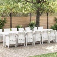 Berkfield Home 15 Piece Garden Dining Set with Cushions White Poly Rattan