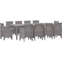 Berkfield Home 11 Piece Garden Dining Set with Cushions Light Grey Poly Rattan
