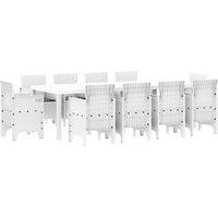 Berkfield Home 11 Piece Garden Dining Set with Cushions White Poly Rattan