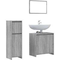 Berkfield Home 3 Piece Bathroom Furniture Set Grey Sonoma Engineered Wood
