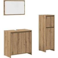 Berkfield Home 3 Piece Bathroom Furniture Set Artisan Oak Engineered Wood in Brown