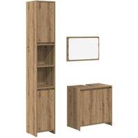 Berkfield Home 3 Piece Bathroom Furniture Set Artisan Oak Engineered Wood