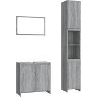 Berkfield Home 3 Piece Bathroom Furniture Set Grey Sonoma Engineered Wood
