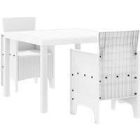 Berkfield Home 3 Piece Garden Dining Set White Poly Rattan