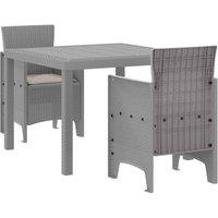 Berkfield Home 3 Piece Garden Dining Set with Cushions Light Grey Poly Rattan
