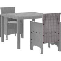 Berkfield Home 3 Piece Garden Dining Set with Cushions Light Grey Poly Rattan
