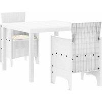 Berkfield Home 3 Piece Garden Dining Set with Cushions White Poly Rattan